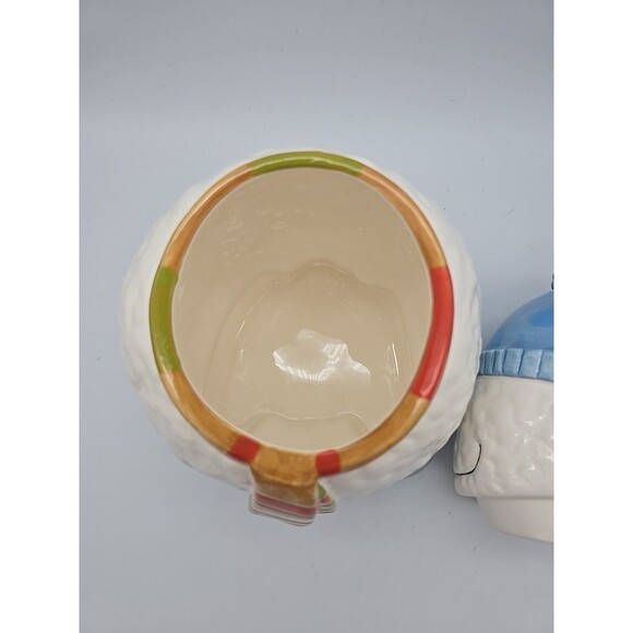 Ice Skating Snowman Ceramic Cookie Jar By Market Place - Picture 5 of 12